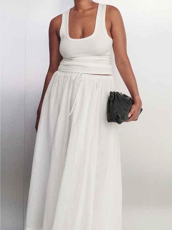 DISSH Dresses & Skirts - DISSH White Drawstring Maxi Skirt